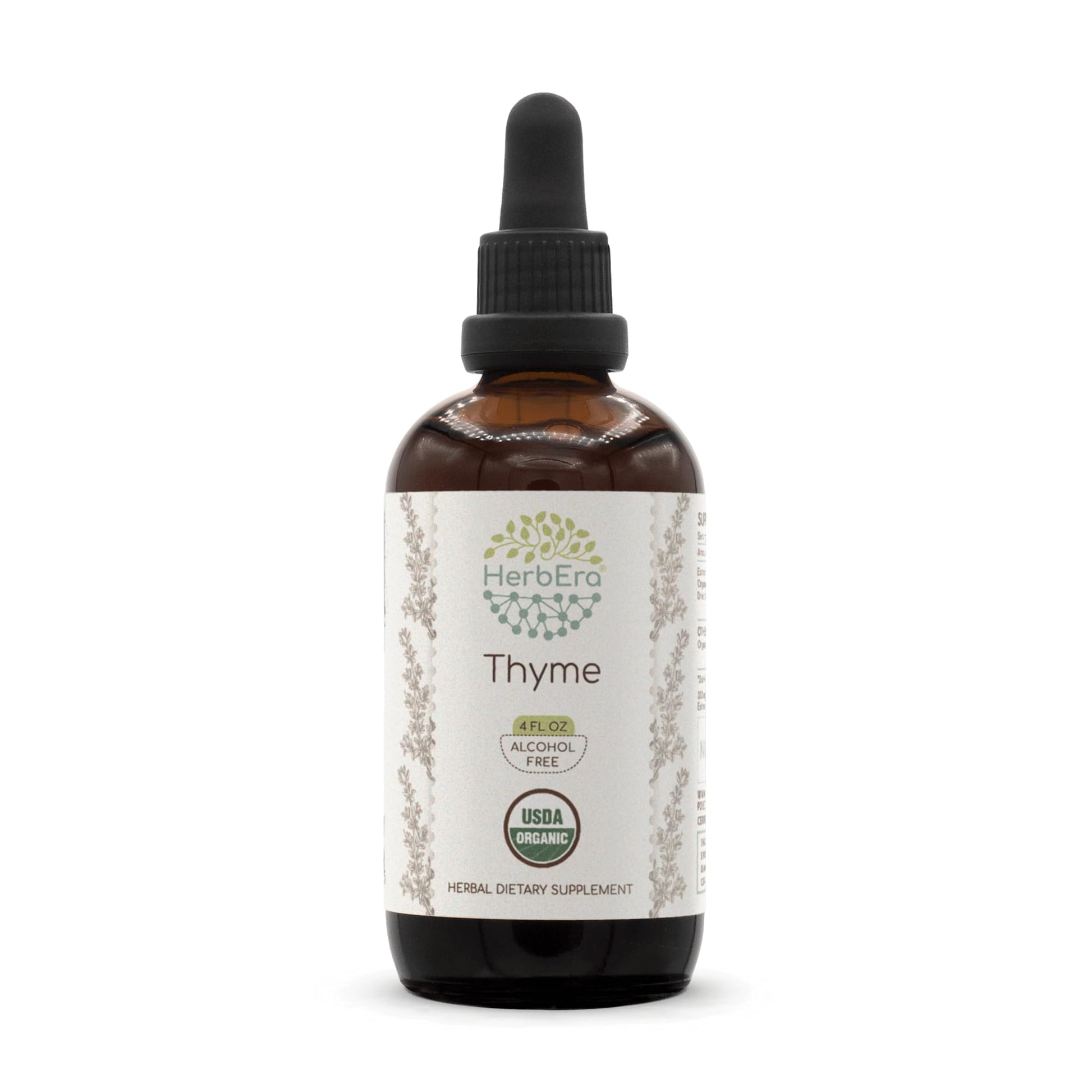 HerbEra Thyme Tincture - Organic High-Potency Herbal Drops, Alcohol-Free, 4 Fl Oz