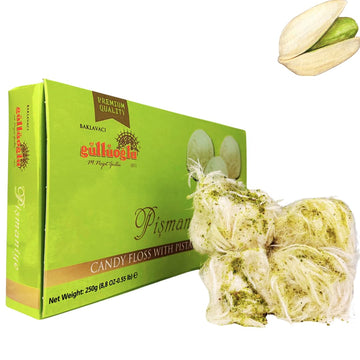Gulluoglu Candy Floss Pistachio, (Pismaniye), Luxury Turkish Cotton Candy, Special Halva Candy 0.55lb (Pistachios).