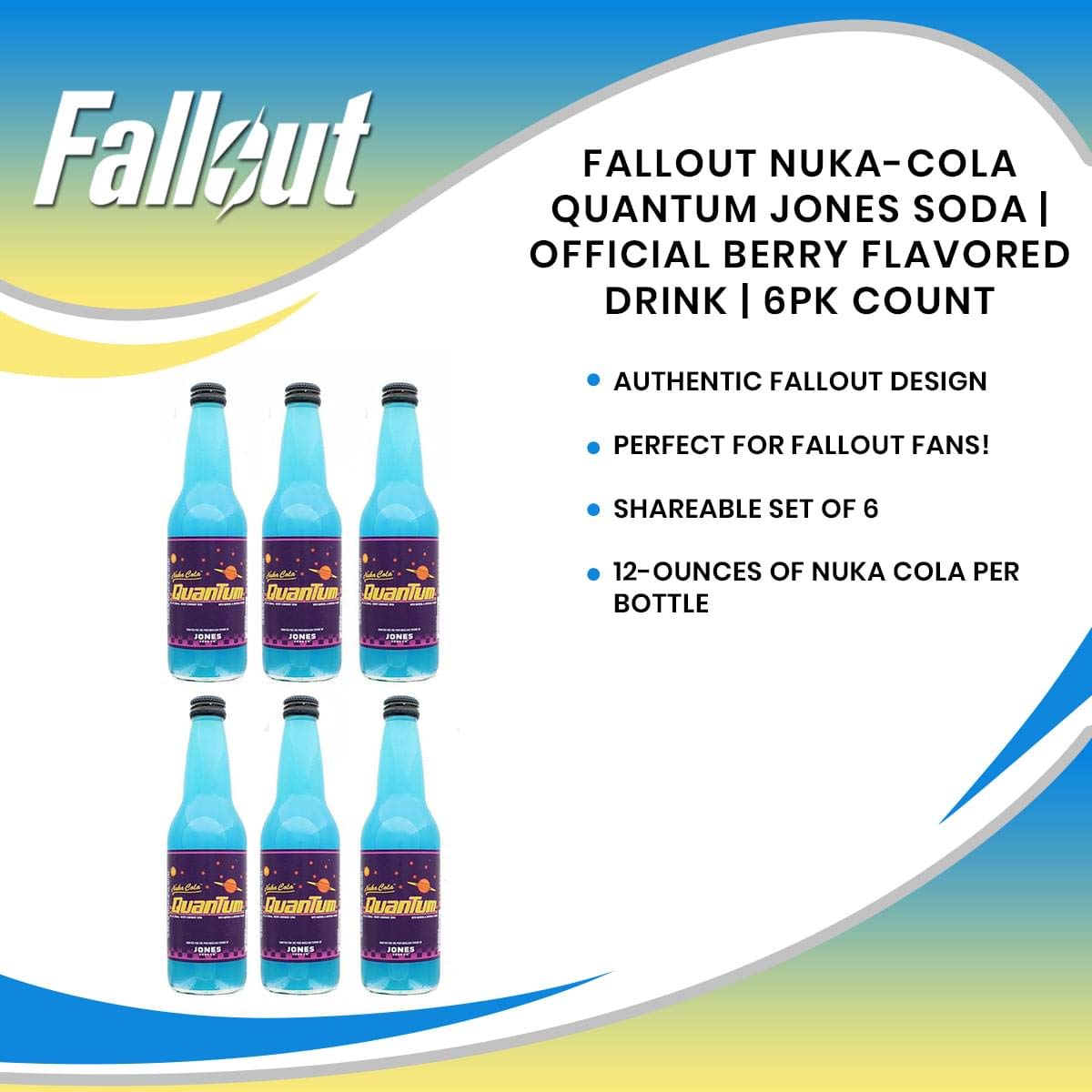 Jones Soda Nuka-Cola Quantum Soda | Berry Flavor | Pack of 6 | 12 Ounce