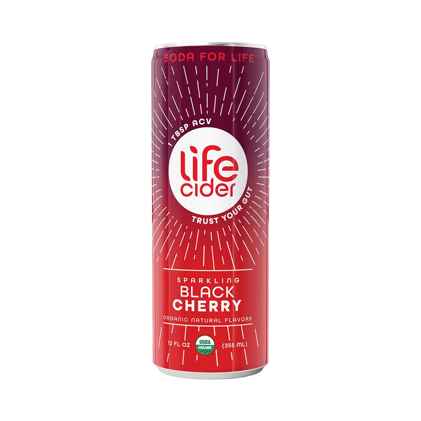 Life Cider | 12 Pack (12 Fl Oz) | Black Cherry | Sparkling Apple Cider Vinegar Beverage | Aids Digestion & Immune System | Vitamin C  D3  Zinc  B12