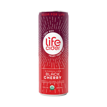 Life Cider | 12 Pack (12 Fl Oz) | Black Cherry | Sparkling Apple Cider Vinegar Beverage | Aids Digestion & Immune System | Vitamin C  D3  Zinc  B12