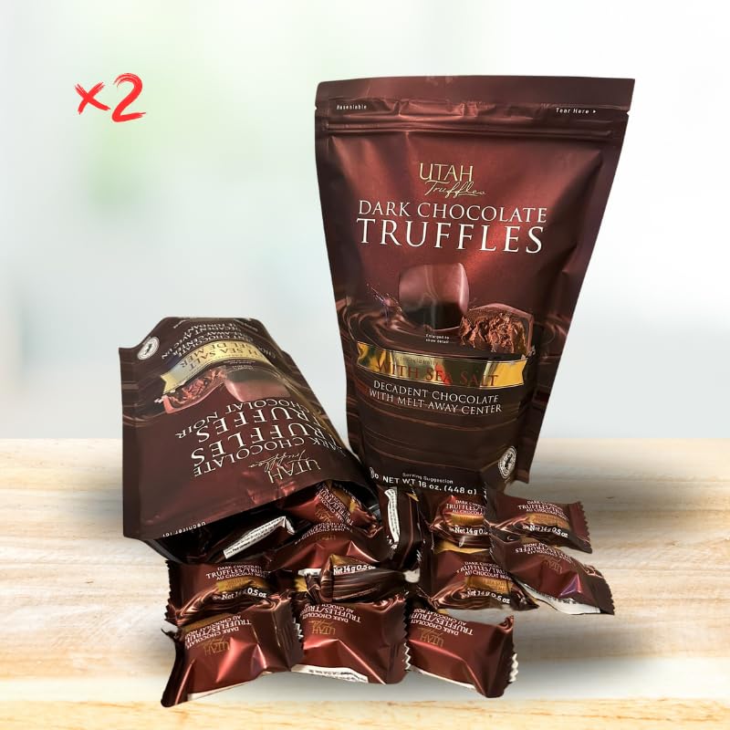 The Nut Garden Utah Truffles Sea Salt Dark Chocolate, 2 Pack - 16 oz Each, Total 32 oz