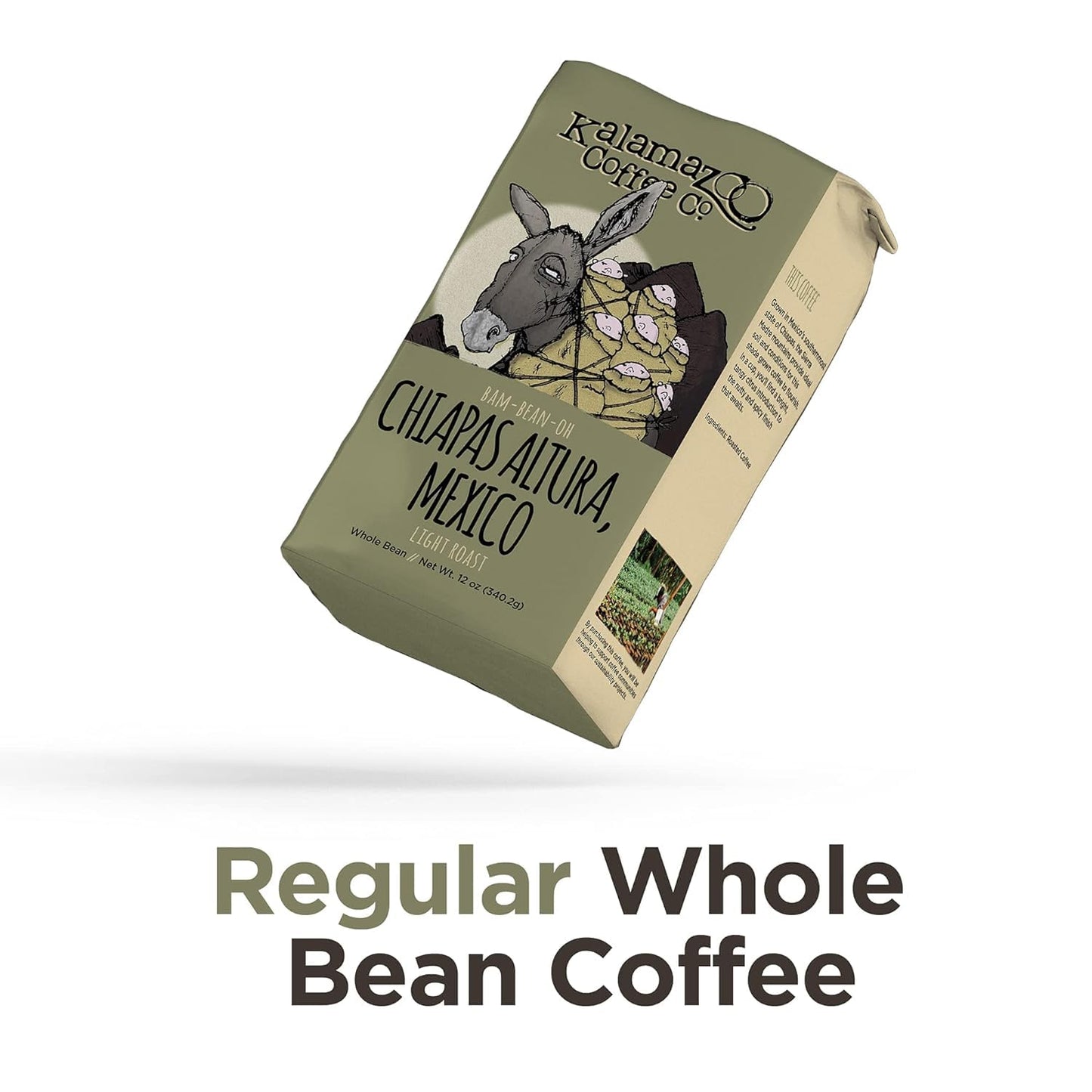 Kalamazoo Coffee Company Mexican Chiapas Whole Bean Coffee - Bam-Bean-Oh Light Roast | 12Oz Bag (1 Pack)