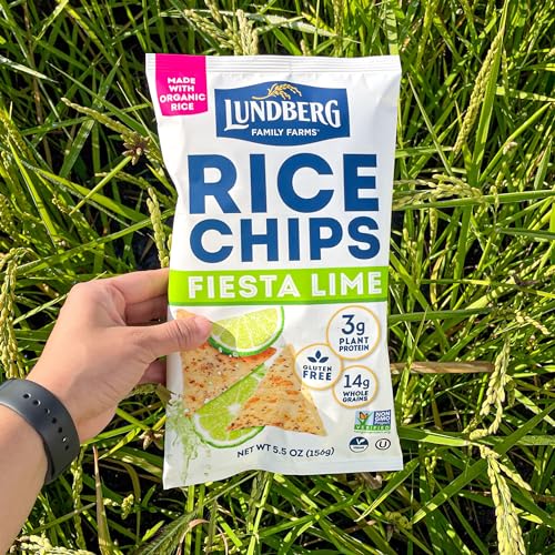 Lundberg Rice Chips, Fiesta Lime, 5.5oz, Gluten-Free, Kosher, Non-GMO Verified, Whole Grain Brown Rice