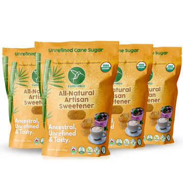 Colibreeco, Organic Unrefined Cane Sugar, 1 Pound (Pack of 4): Perfect for Sweetening Drinks & Recipes | Unprocessed & Chemical-