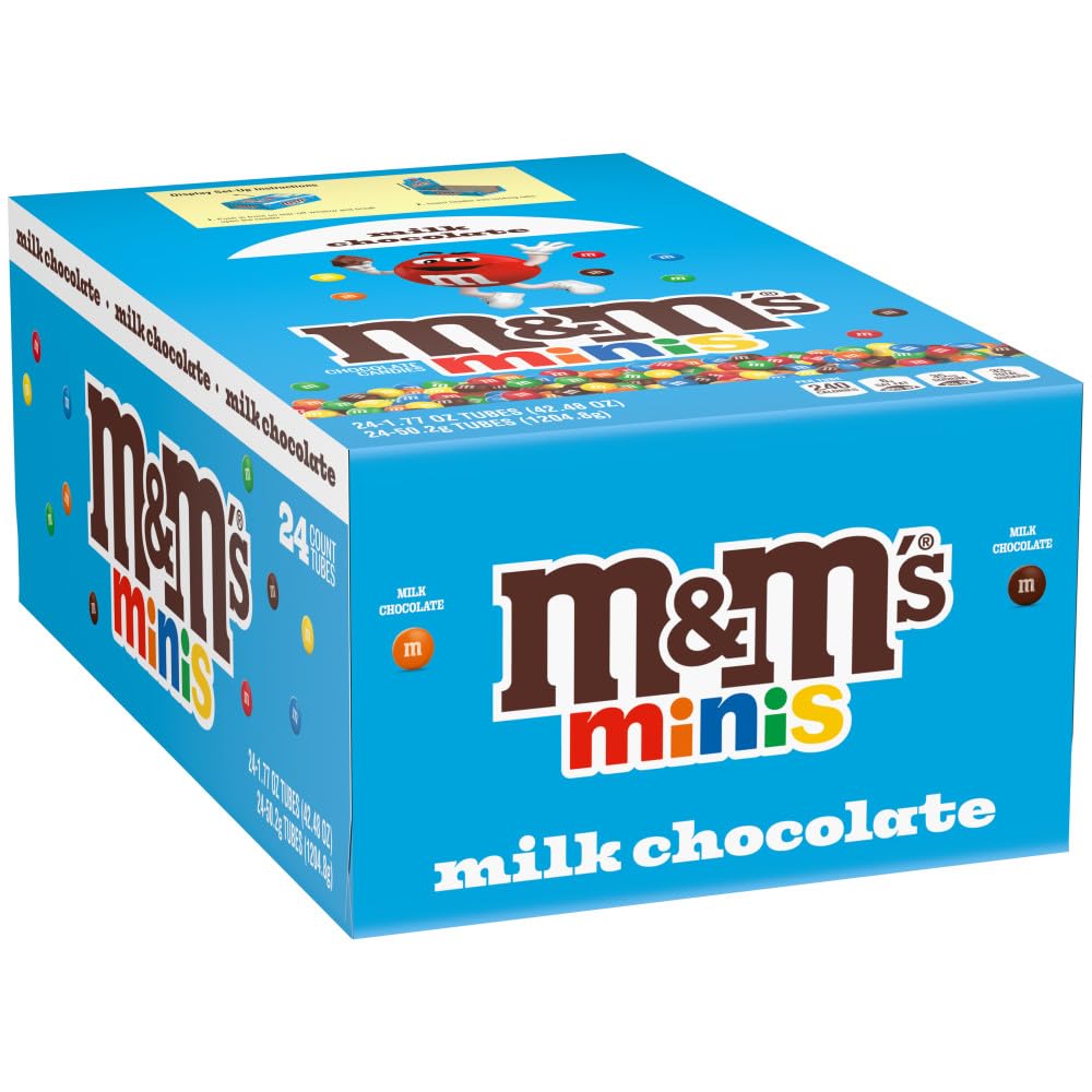 M&MS Milk Chocolate MINIS Size Candy 1.77-Ounce Tube 24-Count