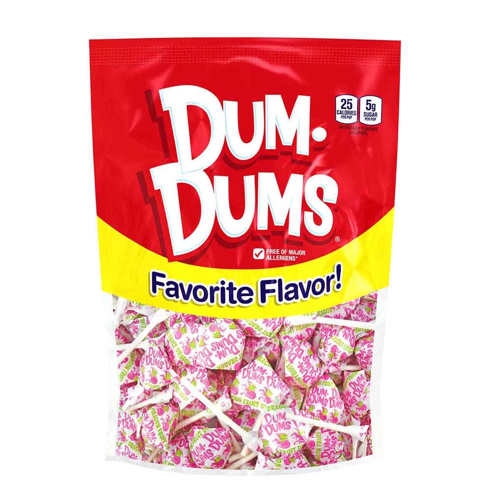 Dum Dums Dragon Fruit Lollipops, 1-50 ct Bag, Red Flavorful Treats
