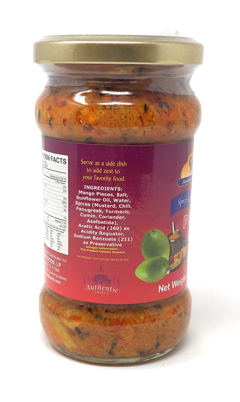 Rani Punjabi Mango Pickle Mild (Achar, Indian Relish) 10.5Oz (300G) Glass Jar ~ Vegan | Gluten Free | Non-Gmo | Kosher | No Colors | Popular Indian Condiment, Indian Origin