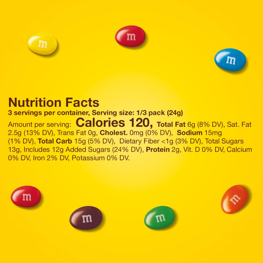M&MS Peanut Milk Chocolate Candy, 2.55 oz Bag (Pack of 12)
