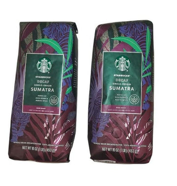 Starbucks Whole Bean Coffee, Decaf Sumatra, 16-Ounce Bags (Pack of 2)