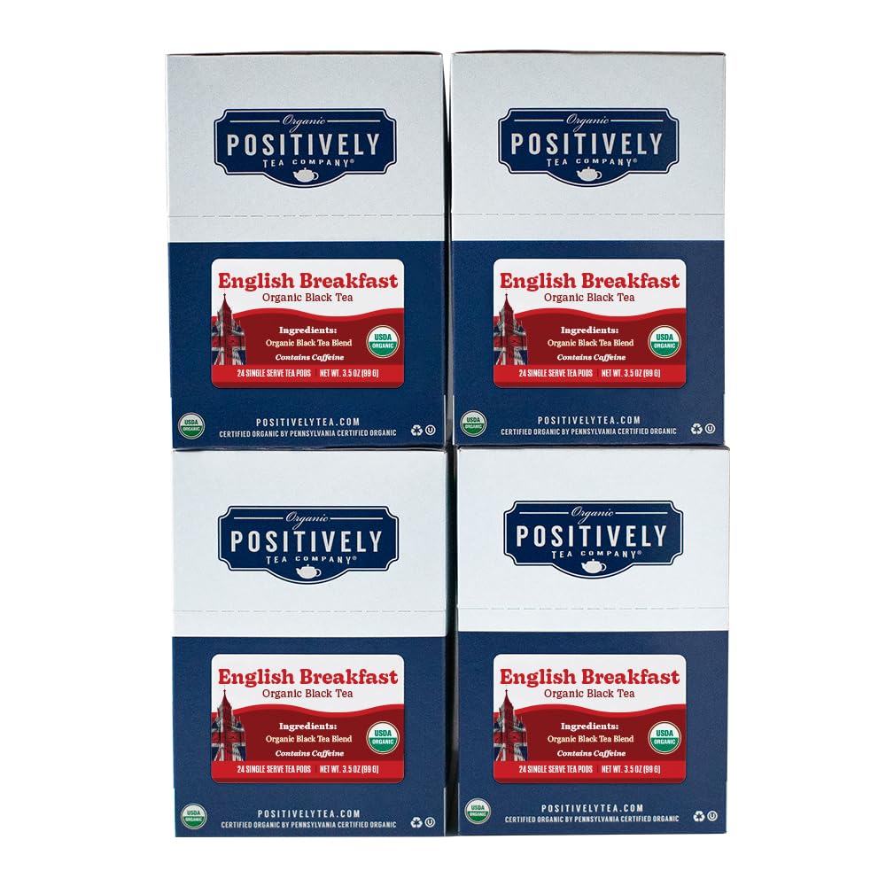 Organic Positively Tea Company, English Breakfast Black Tea, K-Cup Compatible, 96 Pods