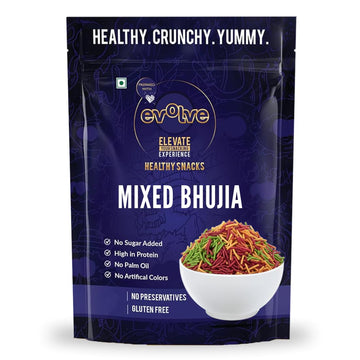Evolve Mixed Veg Bhujia | Spinach, Beetroot & Carrot Bhujia Mix | Savoury Crunchy | Wholesome Mixed Vegetable Snack | Healthy Sn