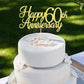 Auteby Happy 60Th Anniversary Cake Topper, Gold Glitter 60Th Birthday/Wedding Anniversary Party Decoration Supplies (60)