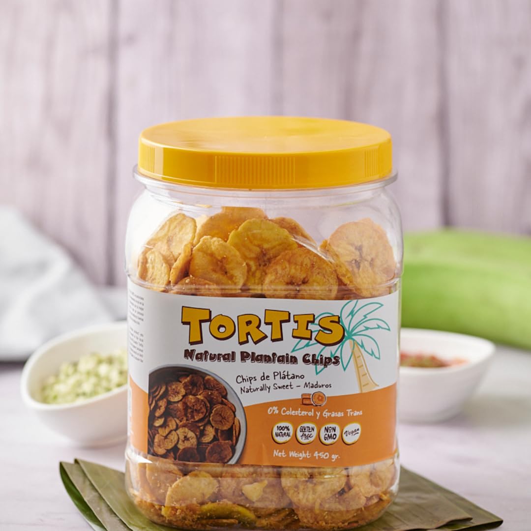 Tortis Natural Plantain Chips, Healthy Snacks, Non-Gmo, Chifle Bulk 15.87 Oz (Naturally Sweet)