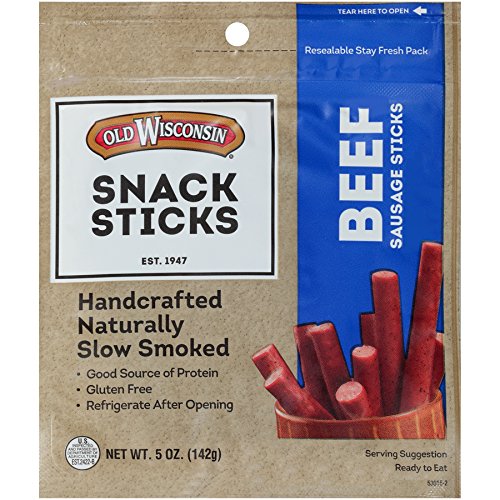 Old Wisconsin Beef Sausage Snack Sticks, Naturally Smoked, High Protein, Low Carb, 5 Ounce