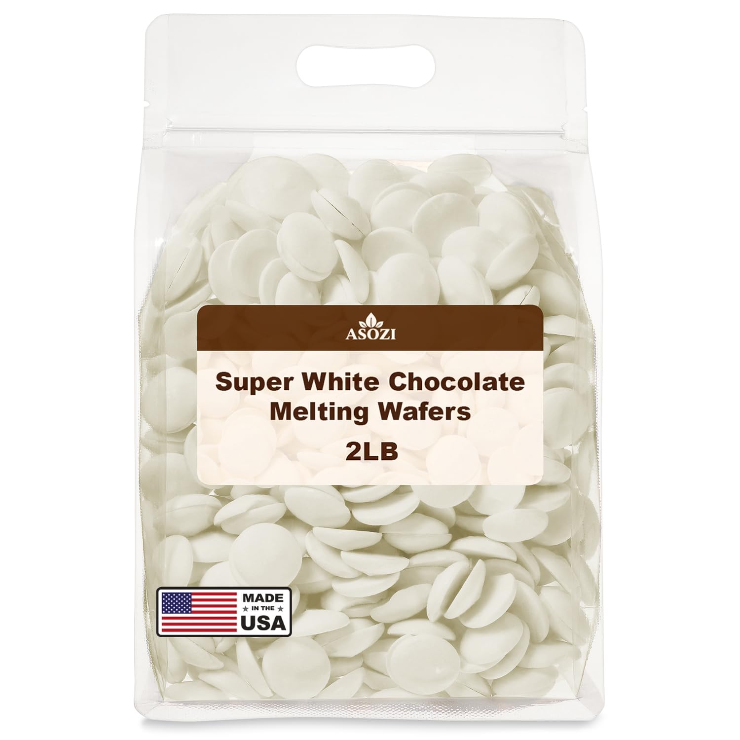 Super White Chocolate Melting Wafers - 2Lb Resealable Bag  Top-Grade Melting Chocolate Baking & Candy Coating Chocolate For Cookies  Truffles  Confections & Desserts (Super White Chocolate)