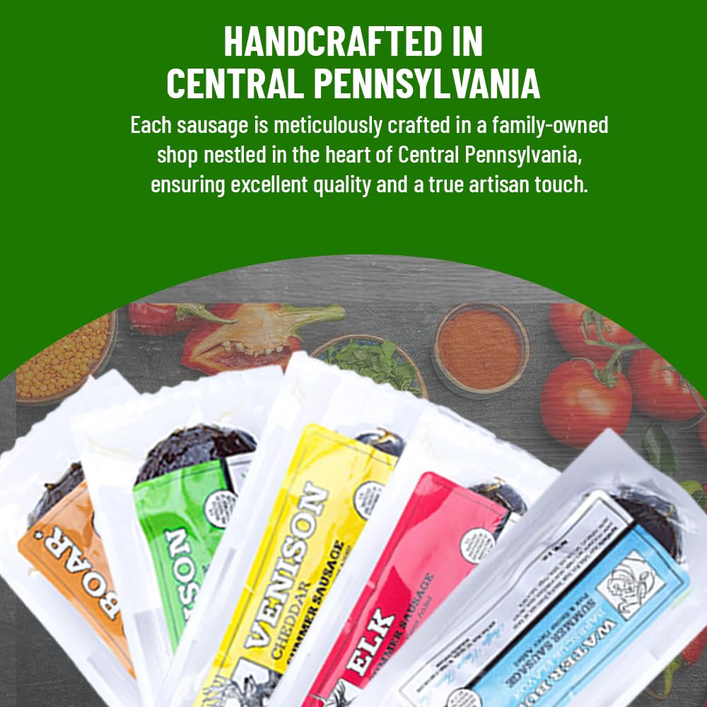 Shaffer Venison Farms Summer Sausage Gift Pack | Venison, Elk, Wild Boar | 6 Ounce Chubs | Pack of 6