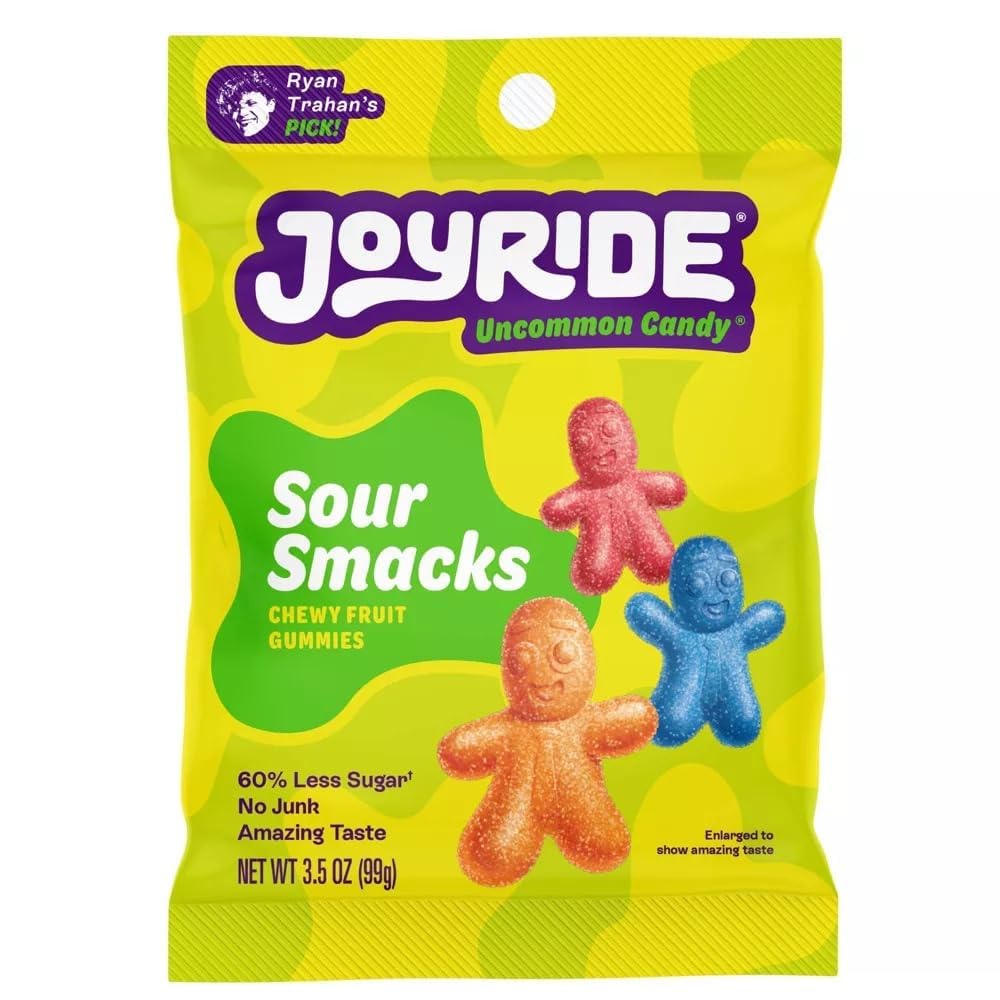 Generic Joyride Sweets Sour Smacks, Chewy Fruit Gummies Candy, 60% Less Sugar, Plant Based Candy, 3.5 oz pack