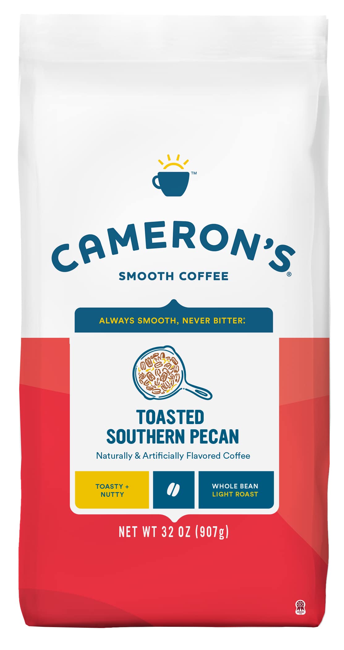 Camerons Coffee Roasted Whole Bean Coffee, Flavored, Toasted Southern Pecan, 32 Ounce, (Pack of 1)