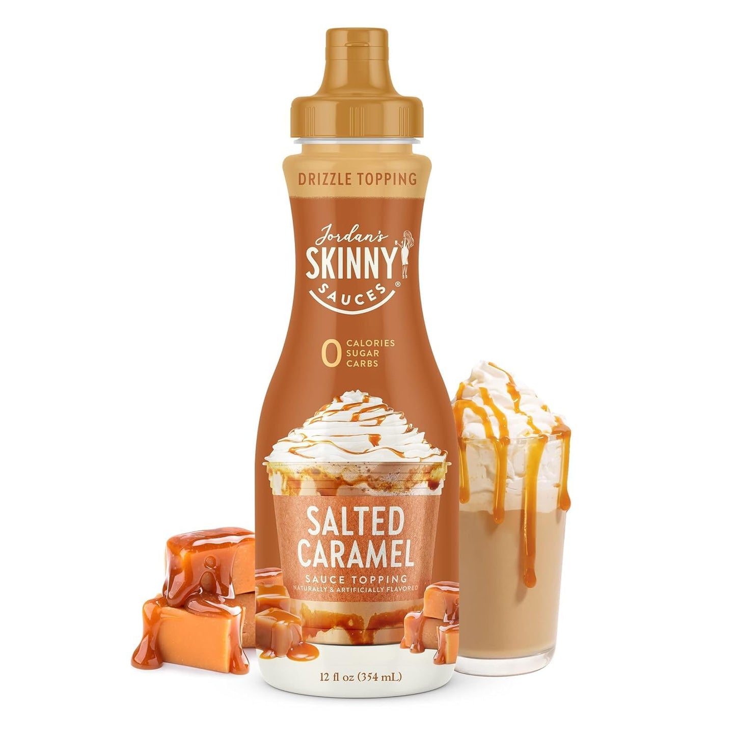 Salted Caramel Sauce From Jordan Skinny (Pack Of 2) - Good For Coffee - Sugar Free, Gluten-Free, Keto Friendly - Zero Calories (Salted Caramel + Pump)