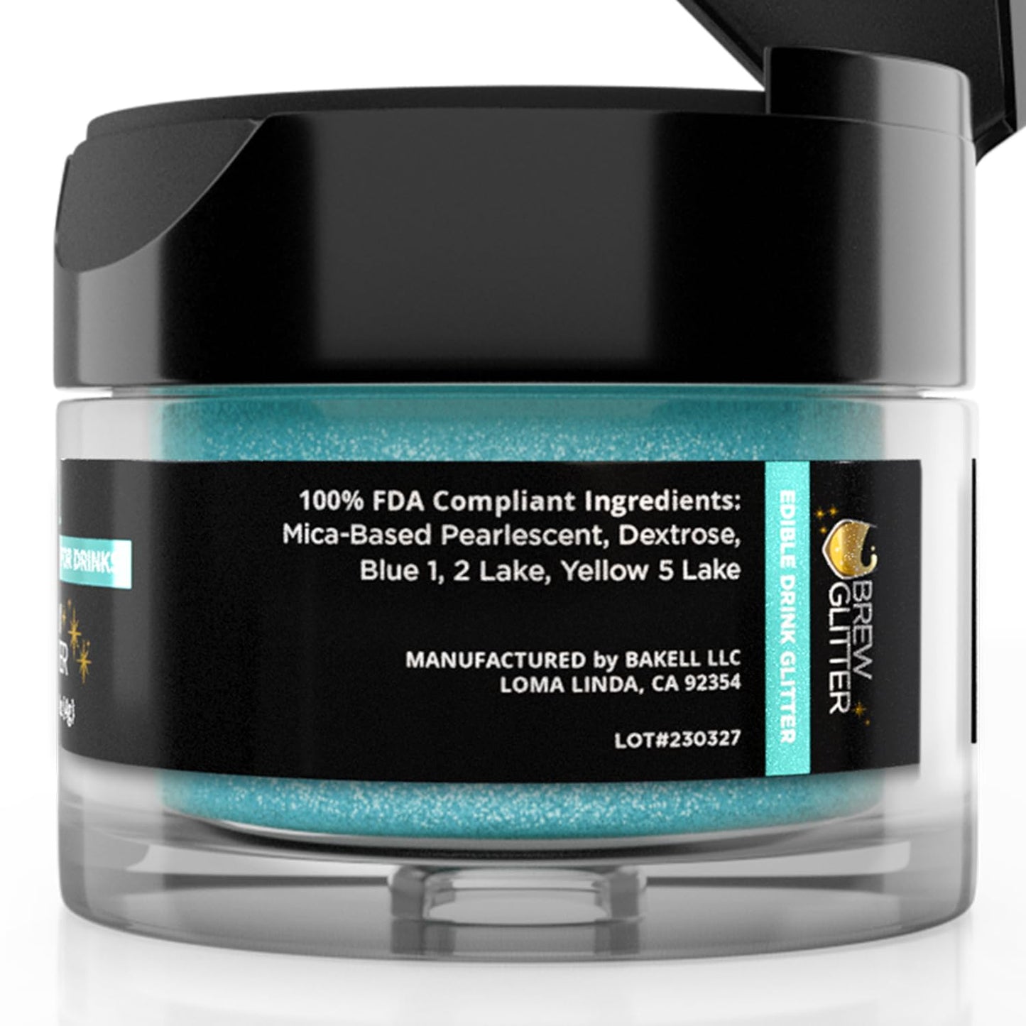 Bakell Brew Glitter - Edible Glitter for Beverages, 4g Shaker Jar, Teal