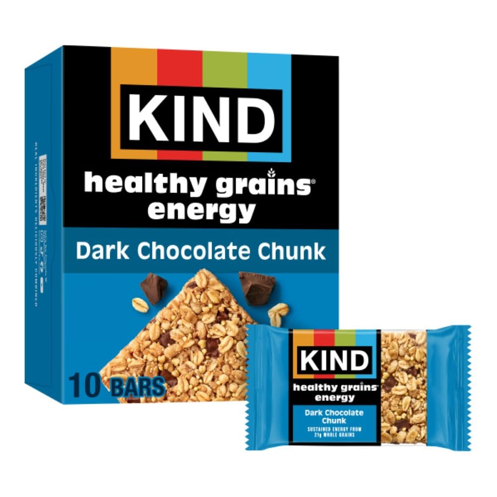 KIND Healthy Grains Energy Bars, Dark Chocolate Chunk, Gluten Free, 10 Count Value Pack, 14.1oz