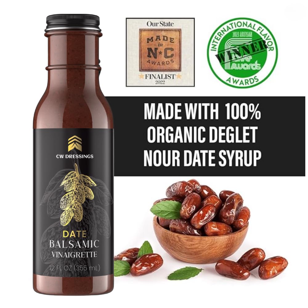 Cw Dressings - Award-Winning Date Balsamic Vinaigrette Marinade & Salad Dressing Made W/Deglet Nour Date Syrup, Extra Virgin Oli