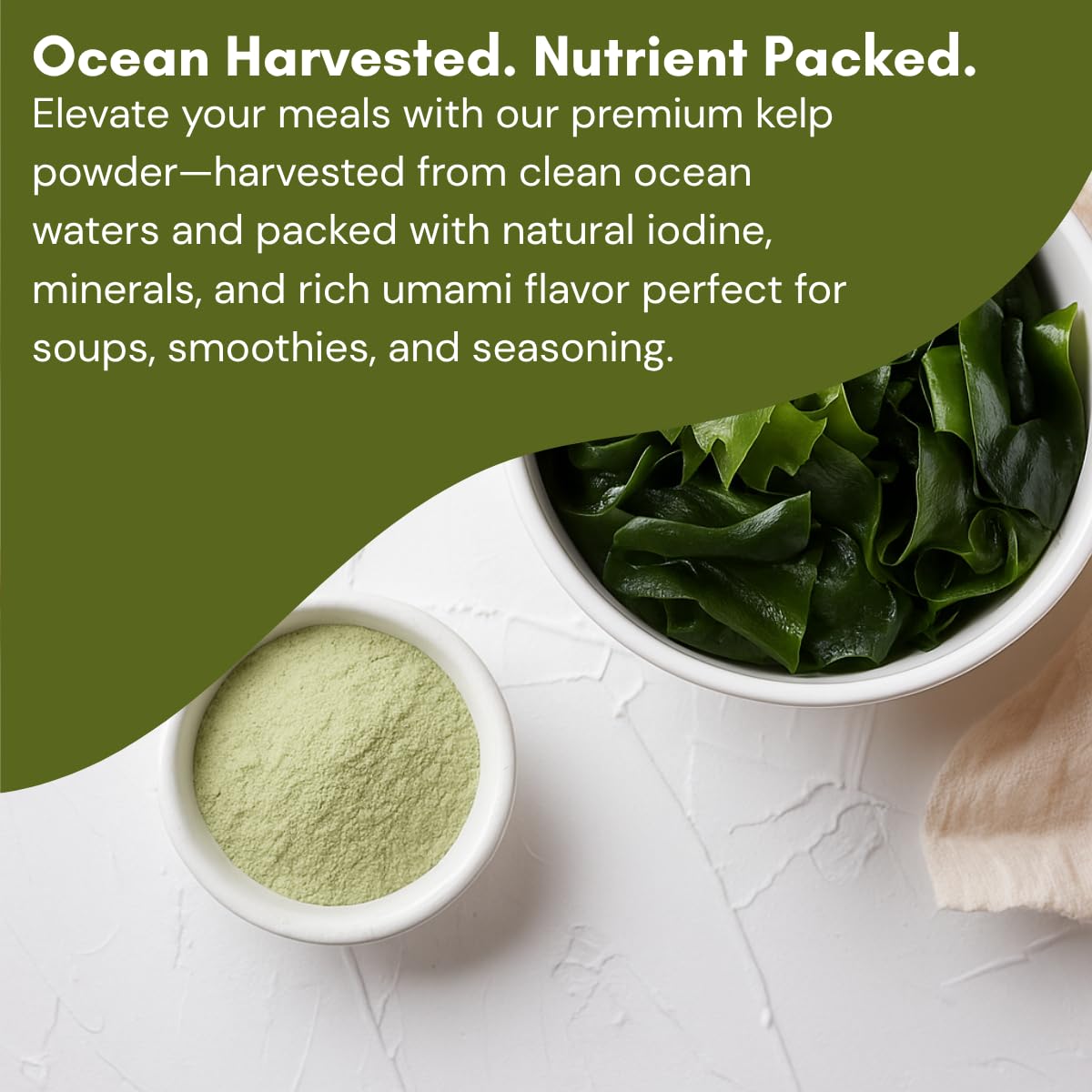 Asiatic Dishes Korean Kelp Powder 8oz - Pure Kombu Seaweed Seasoning, Non-GMO, No MSG, Single Ingredient