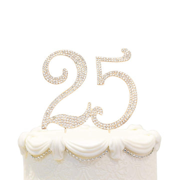 Hatcher Lee Bling Crystal Sweet 25 Birthday Cake Topper - Best Keepsake | 25Th Party Decorations Gold