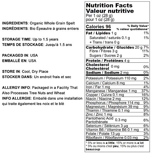 Food To Live Organic Spelt Flakes, 14 Pounds - Rolled Spelt Made From Whole Grain Non-Gmo Berries, Uncooked, Raw Whole Foods, Ve