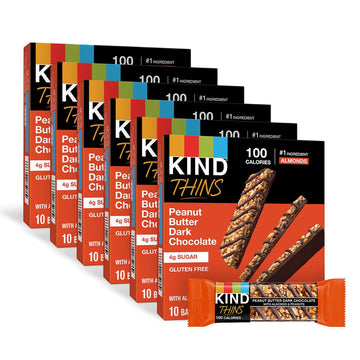 KIND THINS Peanut Butter Dark Chocolate Bars  Gluten Free Snacks  4g Sugar  0.74 OZ Bars (60 Count)