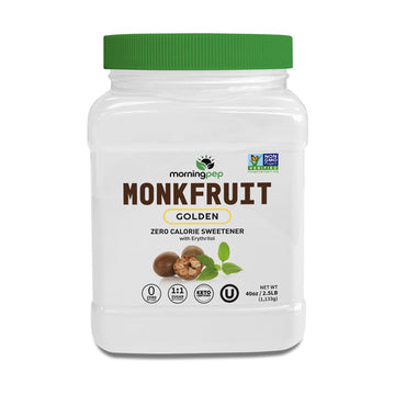 Morning Pep Monk Fruit Sweetener, golden Sugar Substitute, 2.5 lb, Keto Friendly, 1:1 Sugar Replacement, Zero Calorie, Non-GMO, 