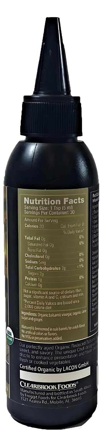 Castillo De Piar 150Ml Ginger Balsamic Reduced Vinegar Certified Usda Organic Non Gmo