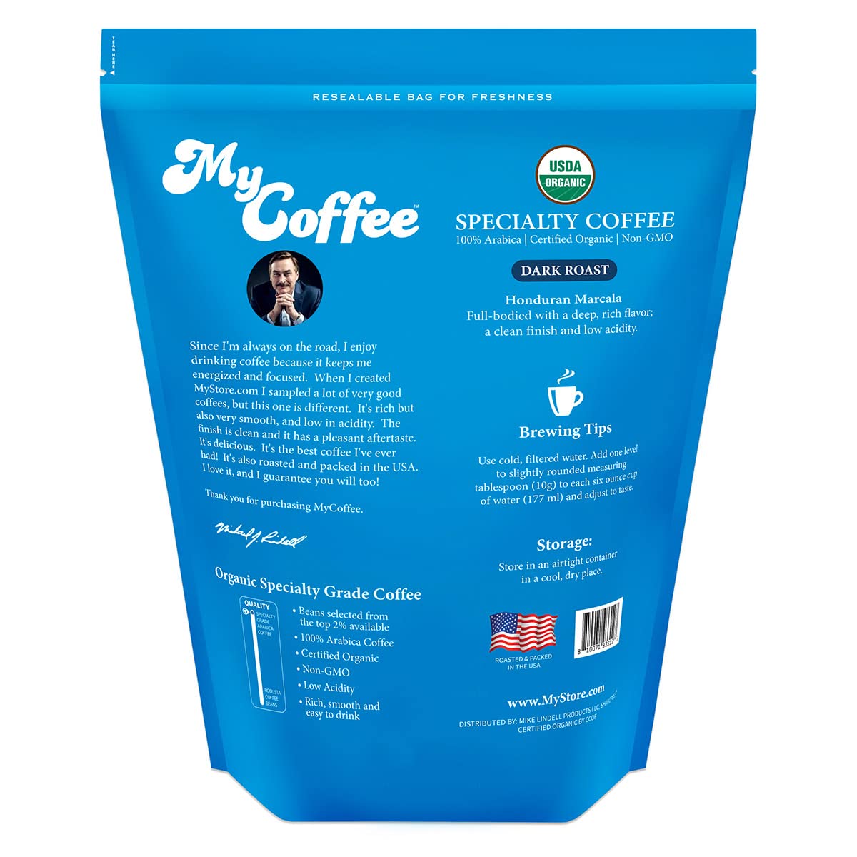 MyCoffee Organic Specialty Grade 100% Arabica Dark Roast Coffee, 32 Ounce (2LB Bag)