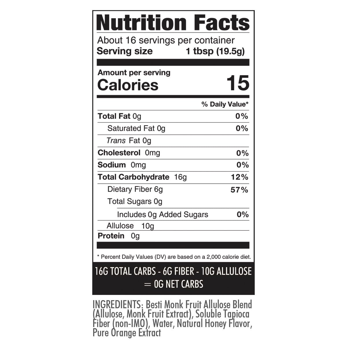 Wholesome Yum Orange Zero Sugar Honey Substitute - Keto Honey Alternative, 11 oz, Sugar Free, Non-GMO, Gluten Free