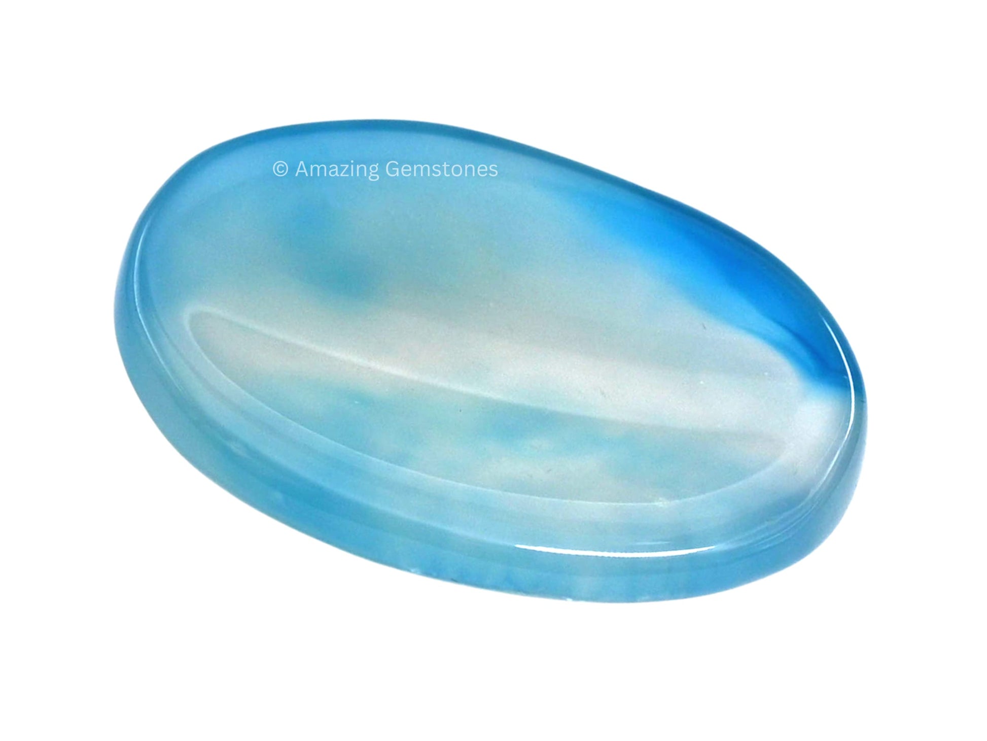 Blue Agate Crystal Worry Stones For Anxiety - Thumb Worry Stone For Stress Meditation, Anxiety Relief Items Healing Stones And C