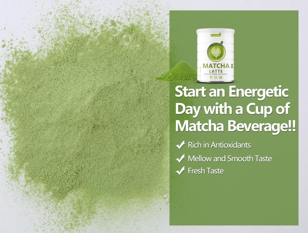Premium Matcha Latte Powder 1Lb/454G, From Spring Tea Leaves, High Antioxidant, Mellow & Smooth Taste For Matcha Latte & Baking.