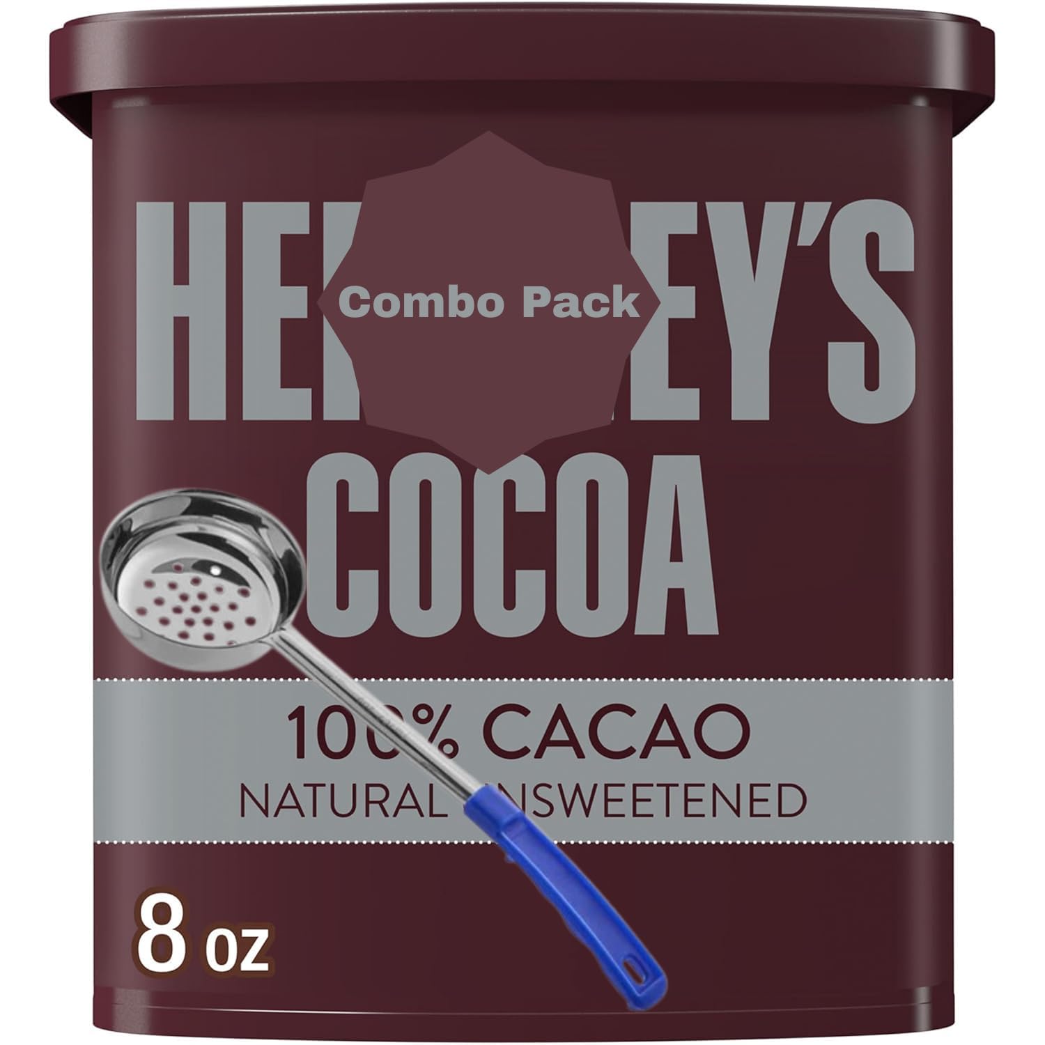 HERSHEE, Natural Unsweetened Cocoa, with 8 Oz Spoon Combo Pack