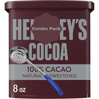 HERSHEE, Natural Unsweetened Cocoa, with 8 Oz Spoon Combo Pack