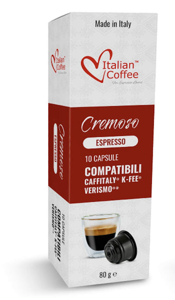 ITALIAN COFFEE FOR ESPRESSO LOVERS Coffee Capsules, Compatible with Verismo & K-fee Systems, 80 Pods, CREMOSO Blend
