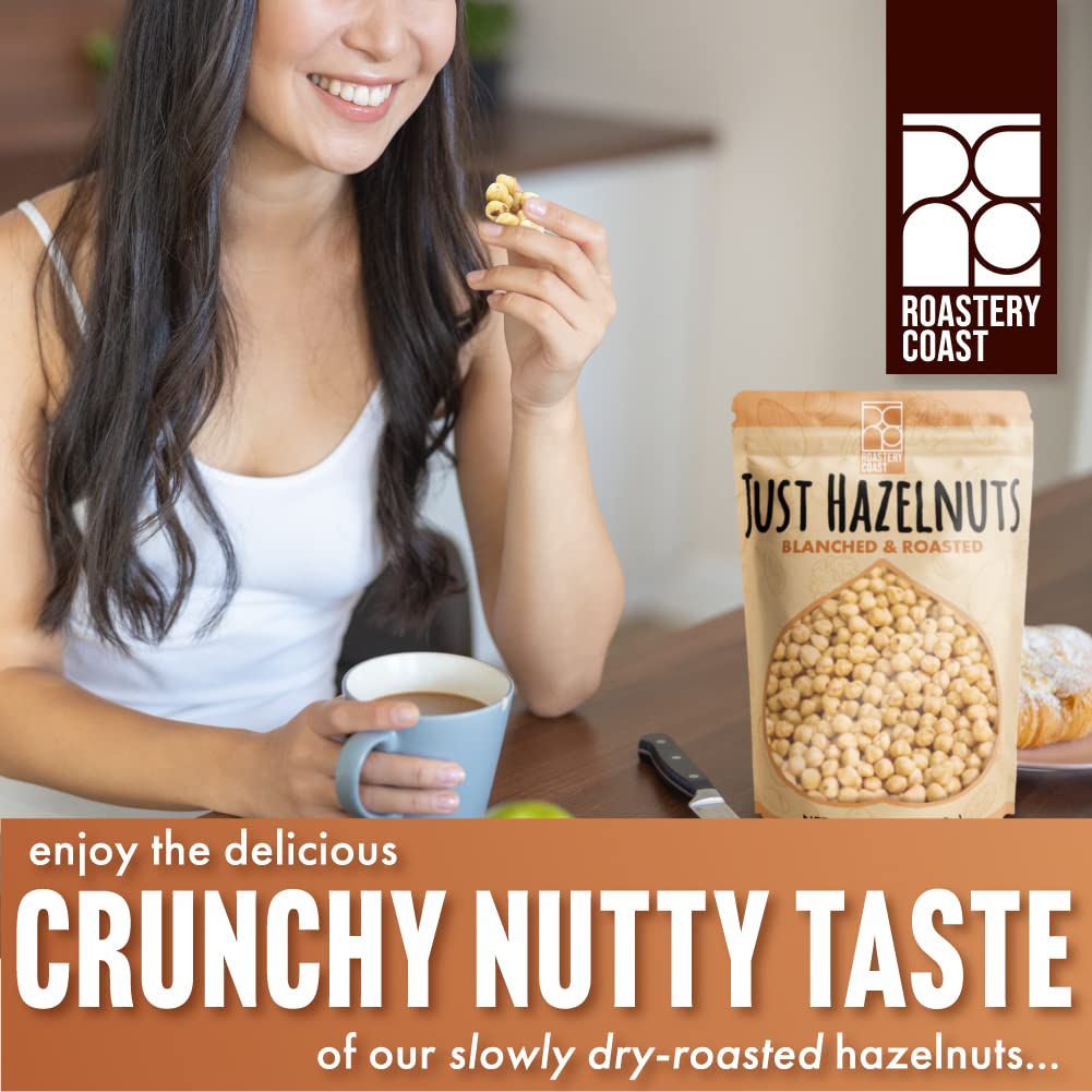 Roastery Coast Dry Roasted Hazelnuts | 3 LB | Unsalted | Filberts | Blanched | No skin | Kosher | Certified Gluten Free | Non-GM