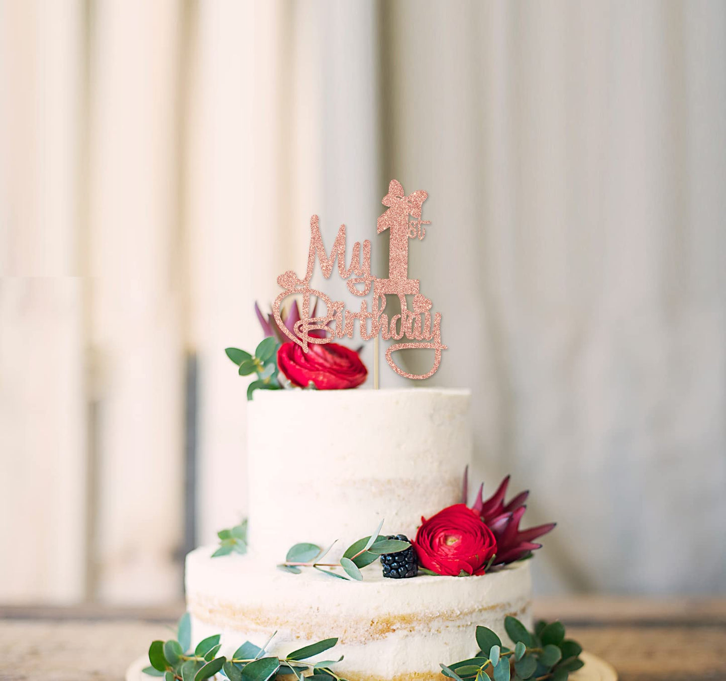 Rose Gold Glitter My 1St Birthday Cake Topper, Miss Onederful/Happy 1St Birthday/Wild One, Funny Baby Shower Baby'S 1St Birthday