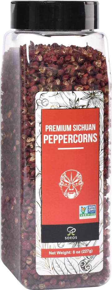 Soeos Sichuan Peppercorns  8oz(227g)  Authentic Szechuan Red Peppercorn  Numbing and Tingle Effect  Less Seeds  Strong Flavor  Essential for Mapo Tofu  Kung Pao Chicken and Asine Cusine