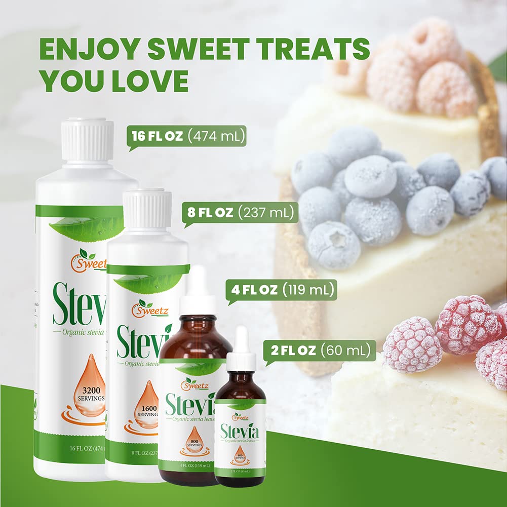 G-Sweetz Liquid Stevia Drops - Made From Reb-D Rich Organic Stevia Extract - Concentrated Liquid Stevia Sweetener For Drinks, Fo