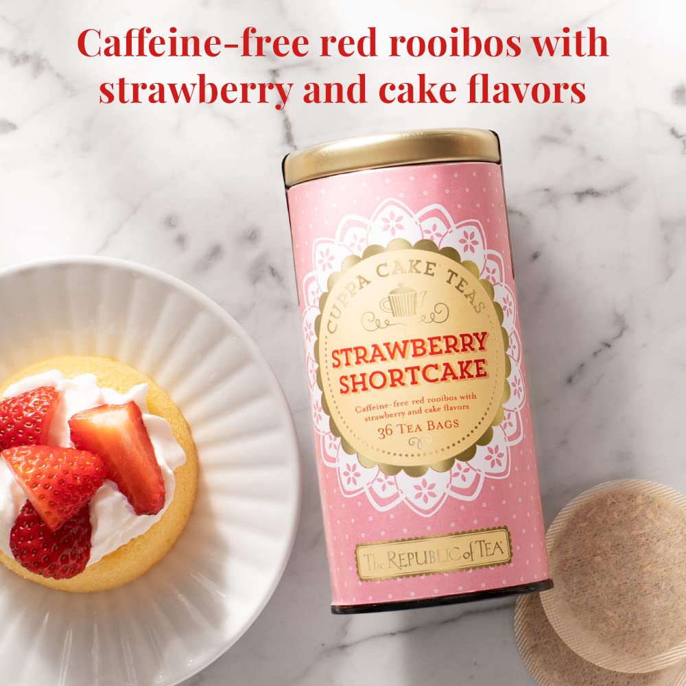 The Republic of Tea Strawberry Shortcake Herbal Tea - 36 Tea Bags, Cuppa Cake Flavor