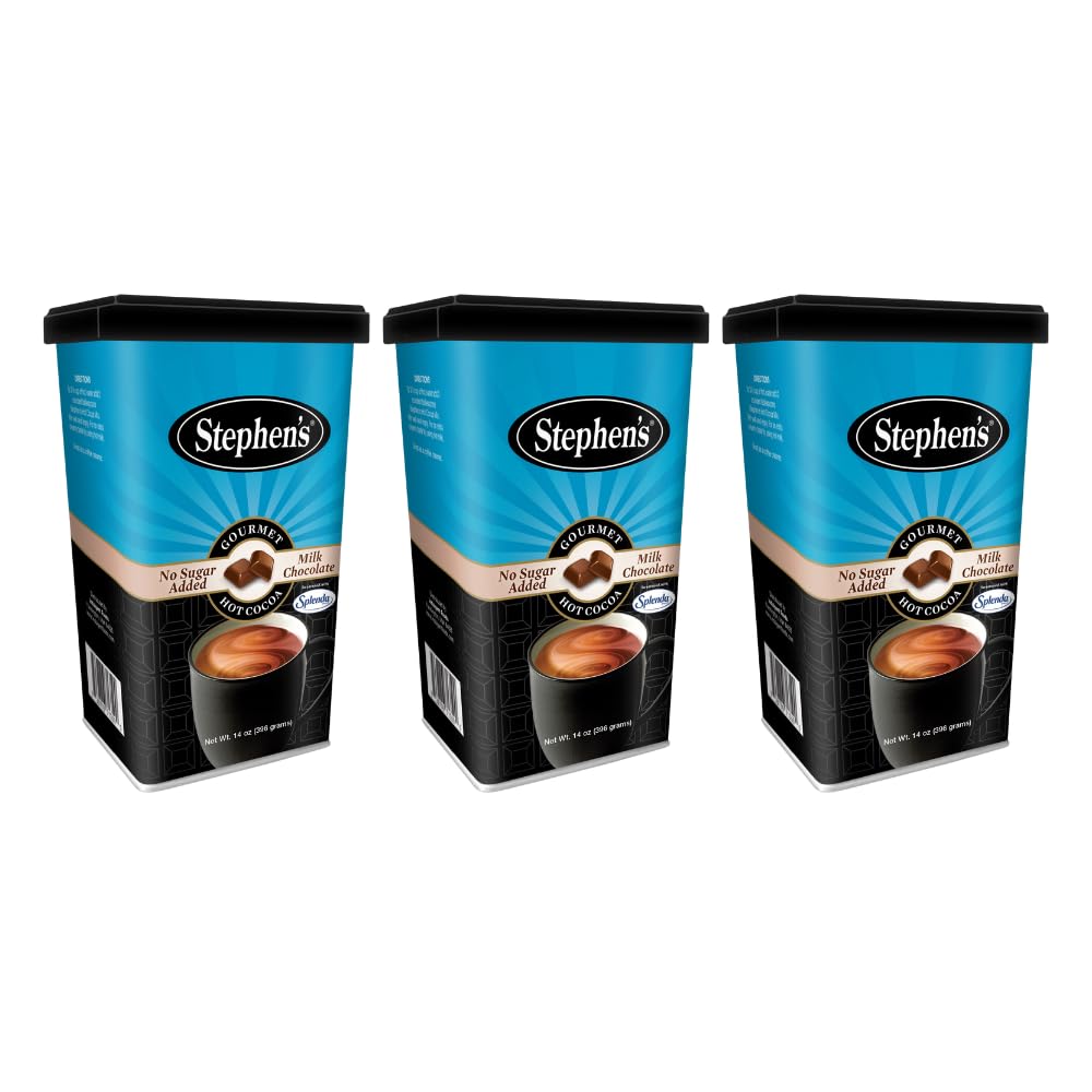 Stephen's Gourmet Hot Cocoa, No Sugar Added Milk Chocolate, 14 OZ (Pack of 3)