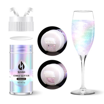 Iridescent Edible Glitter - 6g Rainbow Drink Glitter for Cocktails Luster Dust Edible Neon Food Grade Metallic Shimmer Powder Ca
