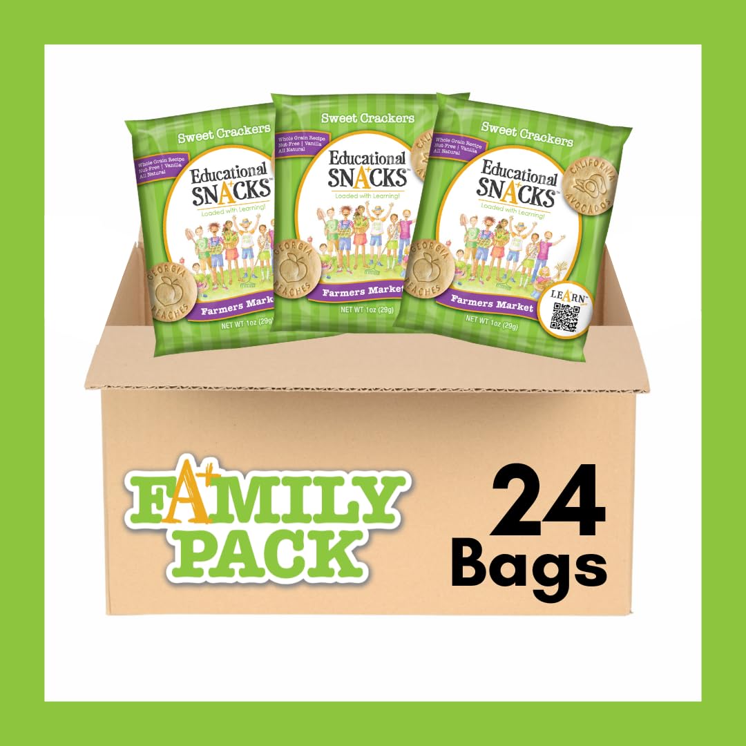 DICK & JANE EDUCATIONAL SNACKS – Nut-Free All-Natural Snacks for Kids, 24-Pack, 1 Ounce Each, Farmers Market Edition