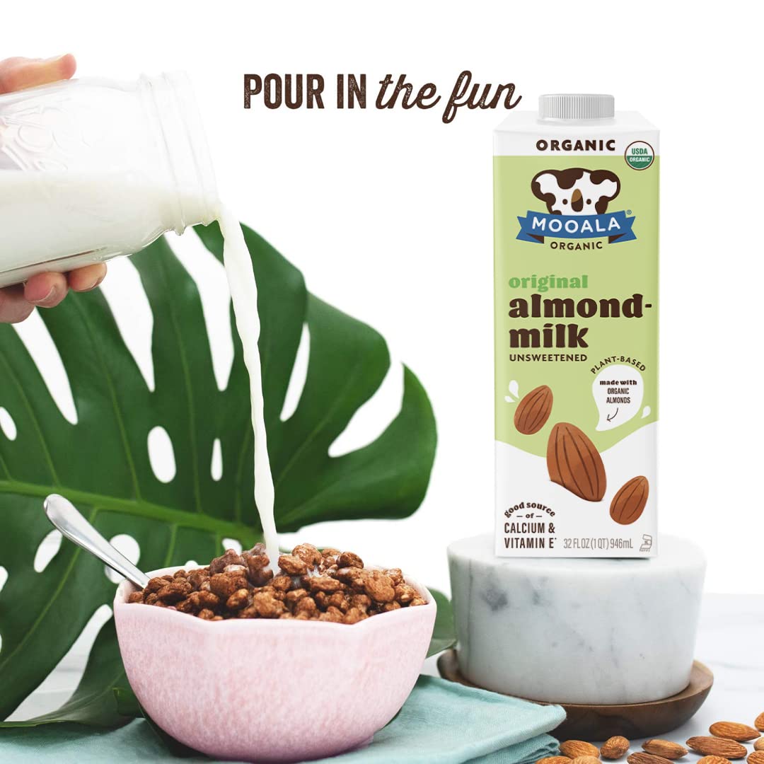 Mooala - Organic Almondmilk, Unsweetened, 32Oz (Pack Of 6) - Shelf-Stable, Non-Dairy, Gluten-Free, Vegan & Plant-Based Beverage