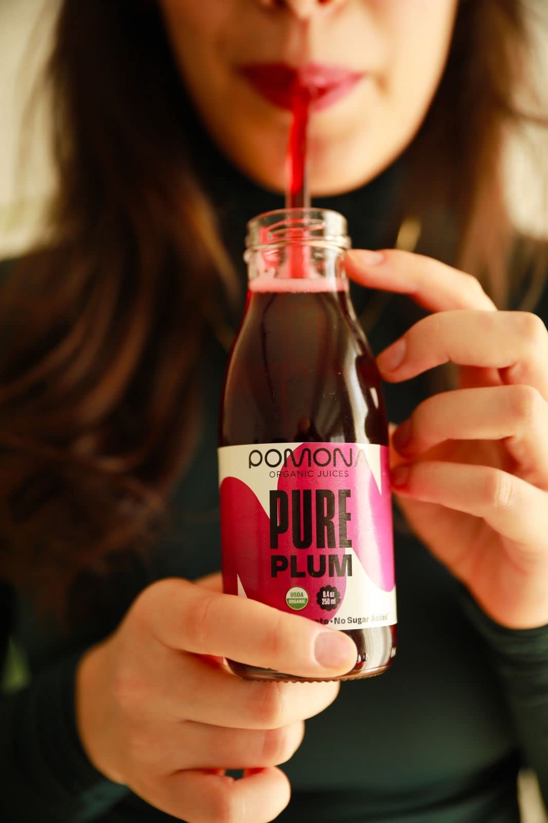 Pomona Organic Plum Juice (Pack Of 12), Cold Pressed Usda Organic Juices, 100% Plums, No Added Sugar, Not From Concentrate, Vega